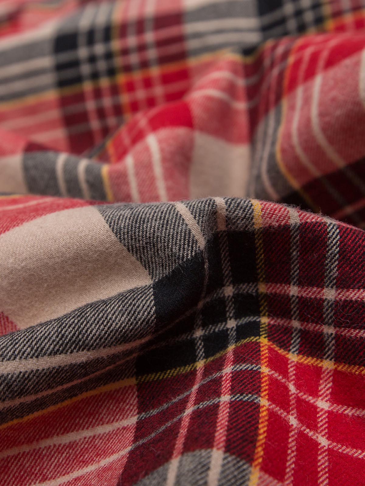 Plaid Sherpa Lined  Fur Hooded Jacket 