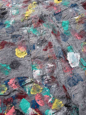 Hand-Painted Frayed Wide Leg Jeans 