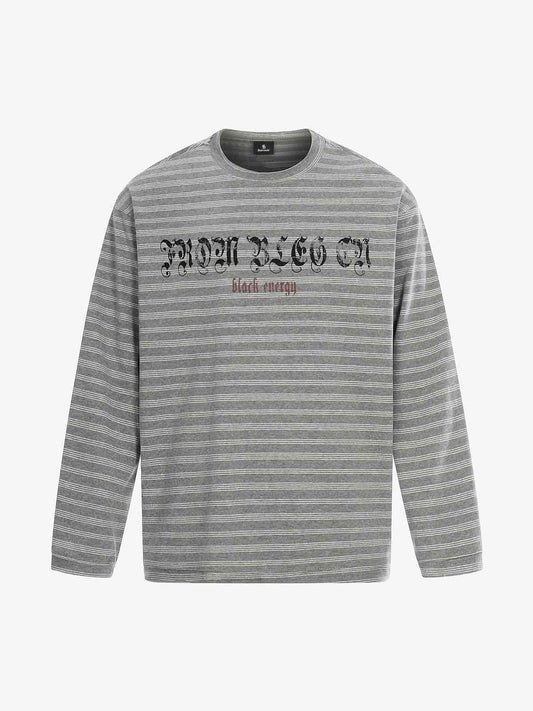 Striped Gothic Letter Graphic Long Sleeve T-Shirt