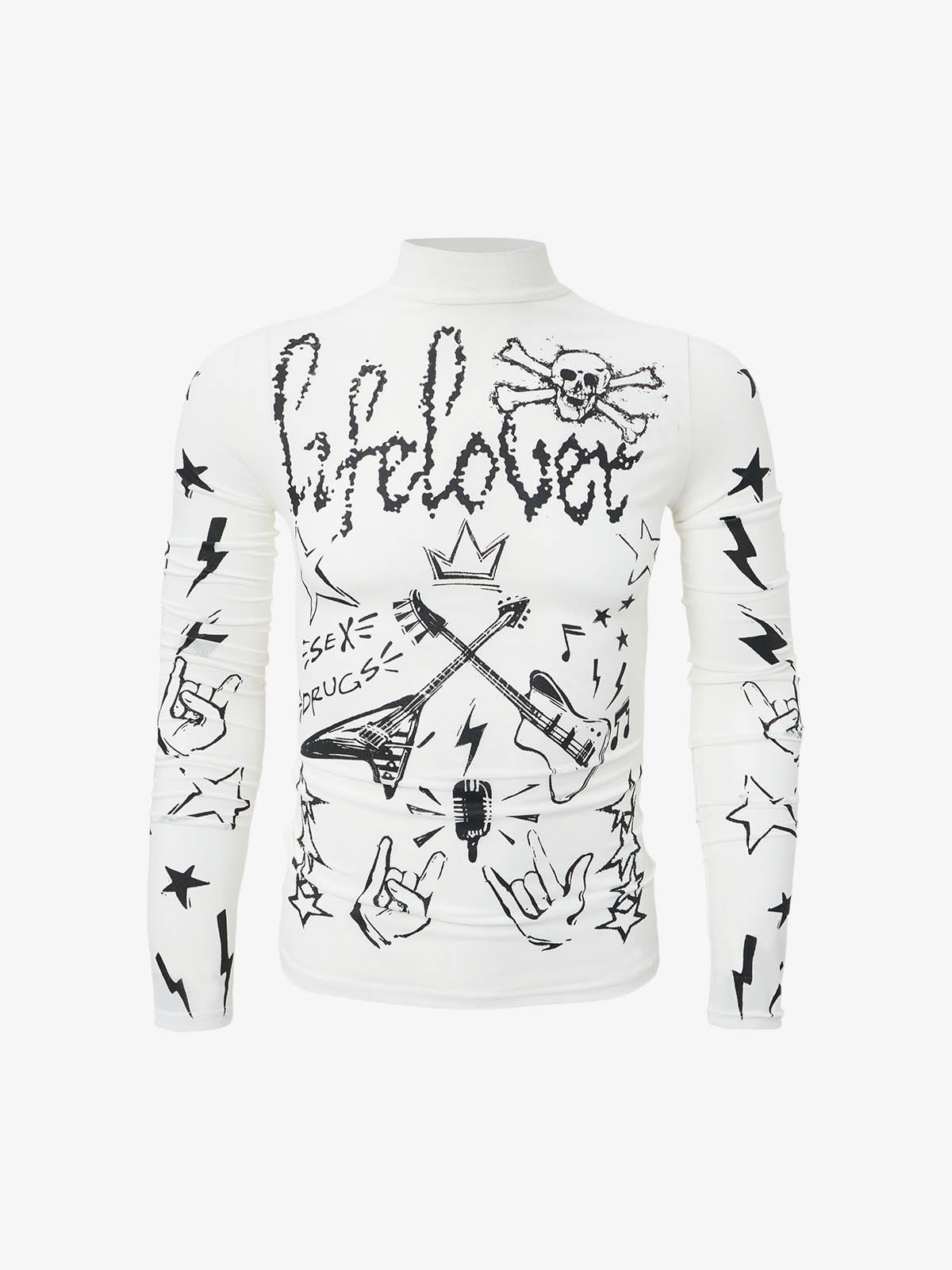 Punk Graphic Mesh Long Sleeve Top 