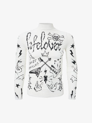 Punk Graphic Mesh Long Sleeve Top 