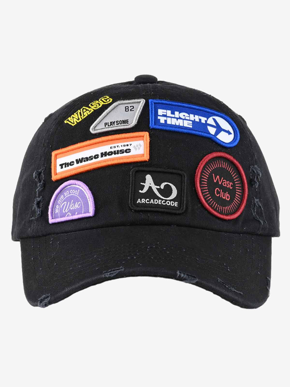 Vintage Distressed Washed Multiple Embroidered Patchwork Baseball Cap 