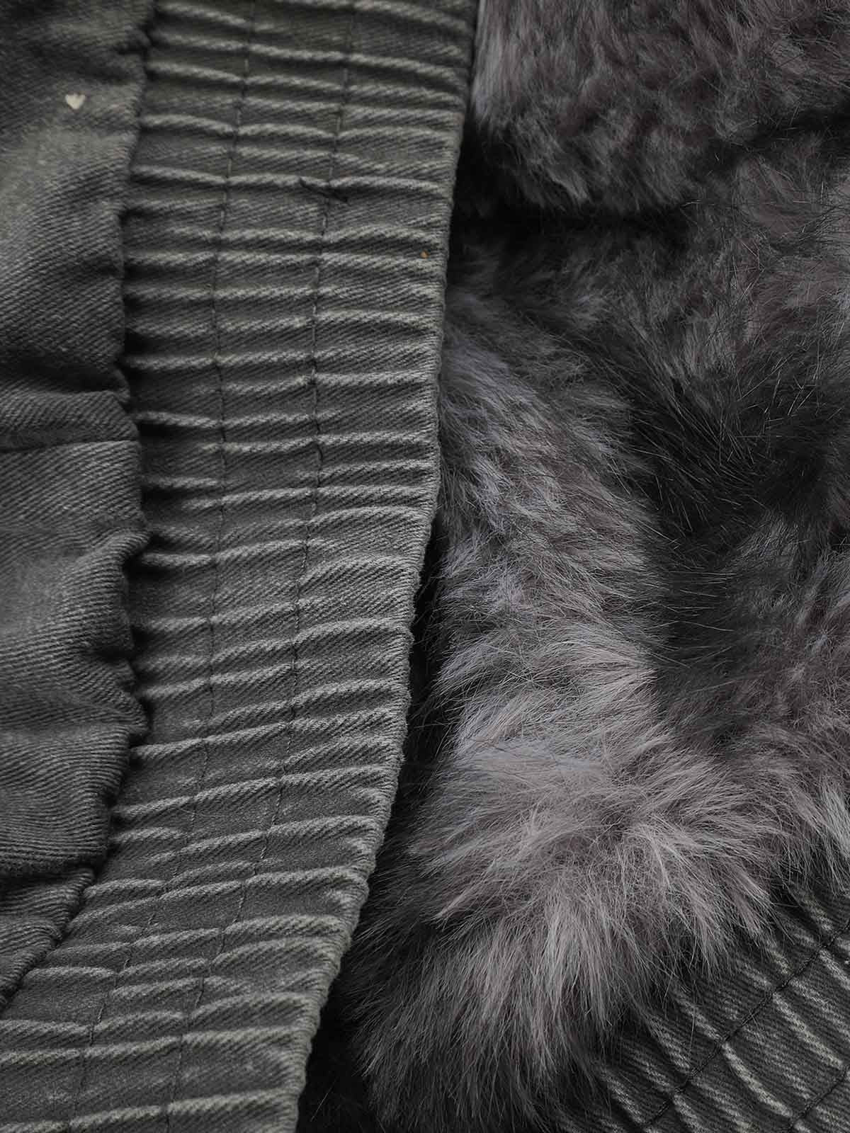Faux-Fur Trim Washed Button-Up Coat