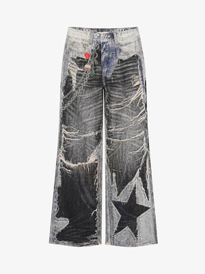 Jean baggy à jambes larges style punk