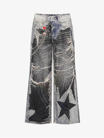 Jean baggy à jambes larges style punk