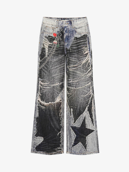 Jean baggy à jambes larges style punk