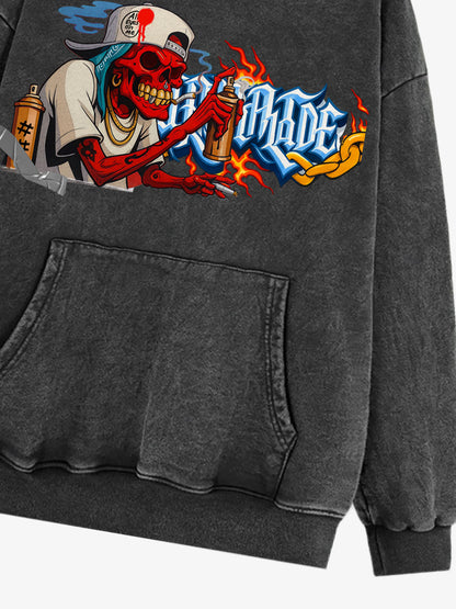 Thesupermade Street Skull Graffiti Artist Hooded Sweatshirt 