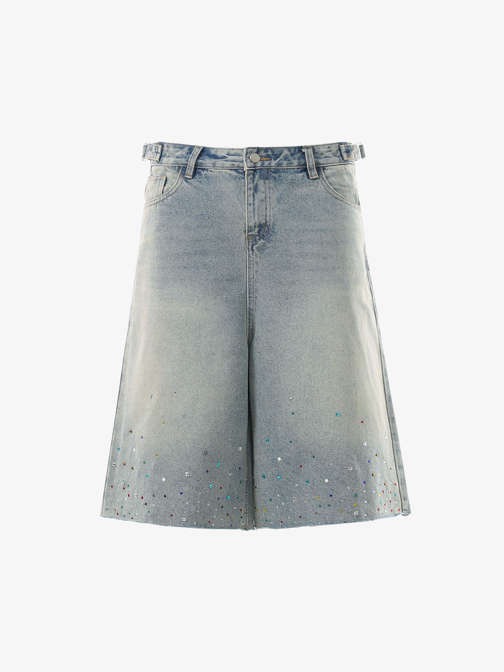 Rhinestone Embellished Denim Shorts 
