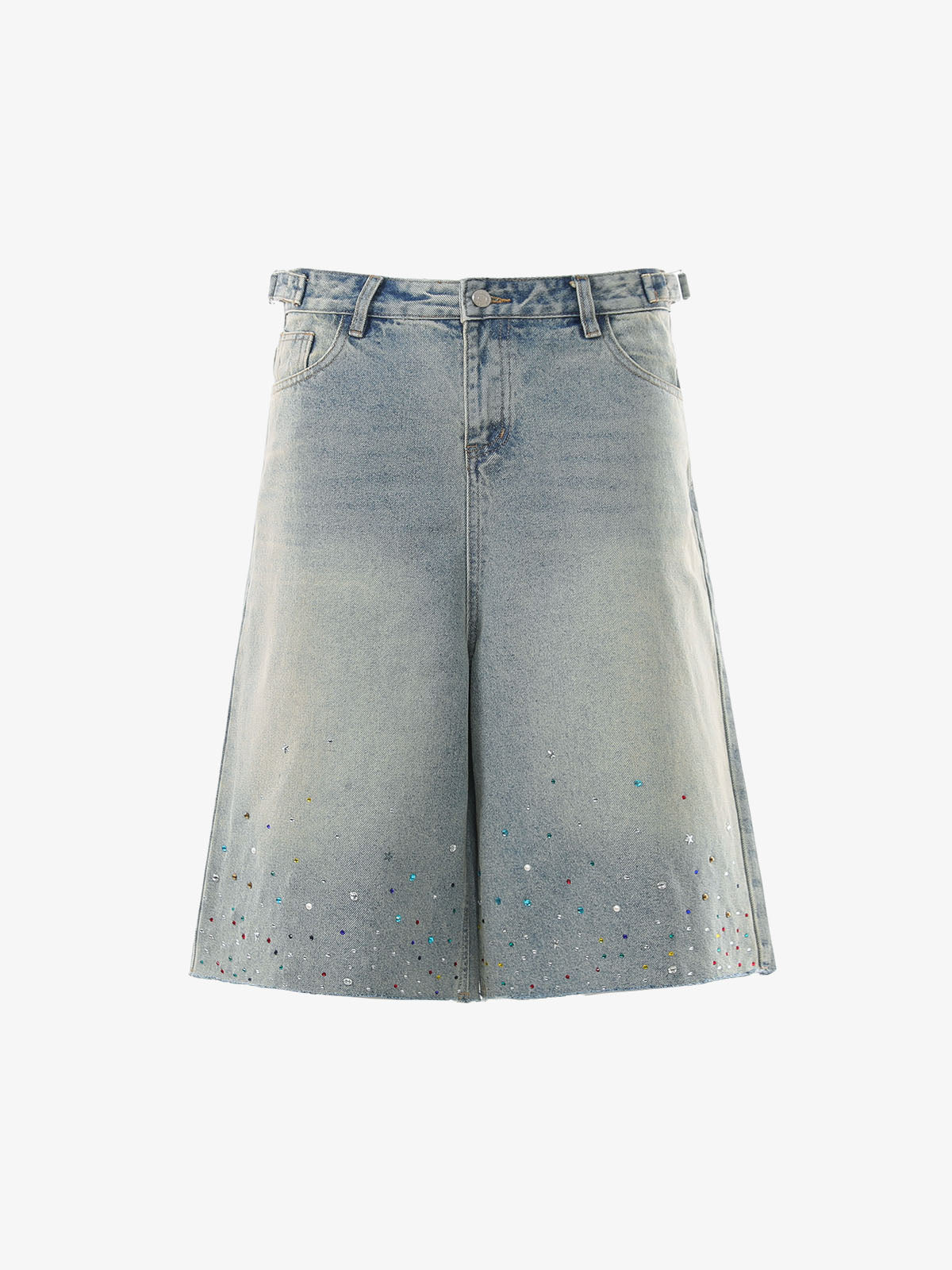 Rhinestone Embellished Denim Shorts 