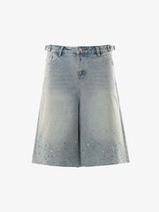 Rhinestone Embellished Denim Shorts 