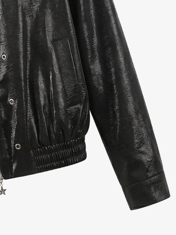 Studded Embroidered Double-Zip Cropped Biker Jacket