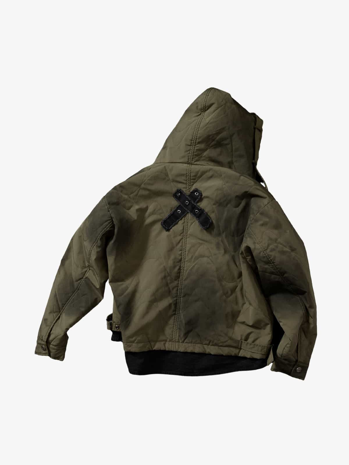 Camouflage Print Quilted Jacket with Detachable Hood for Men 