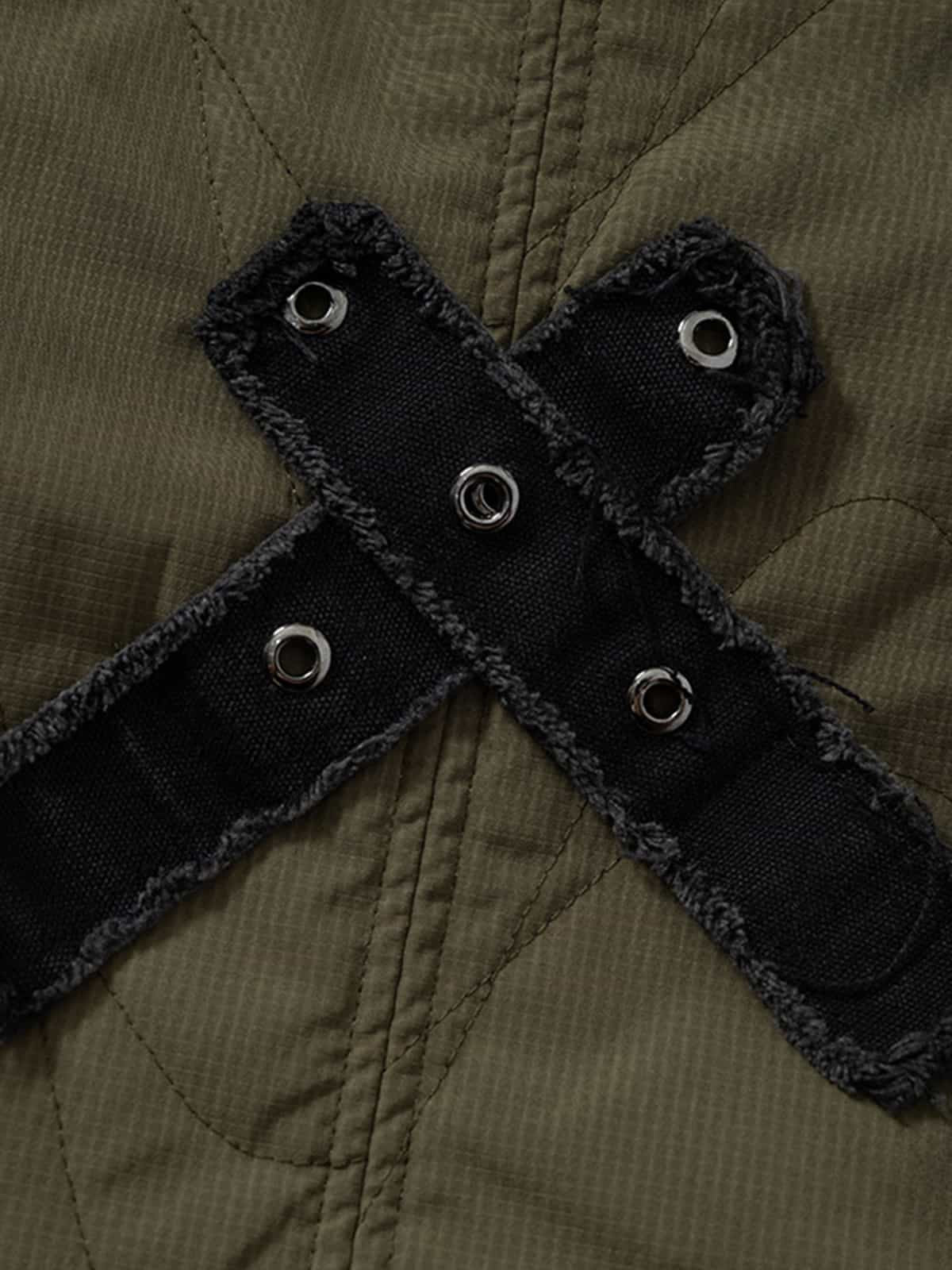 Camouflage Print Quilted Jacket with Detachable Hood for Men 