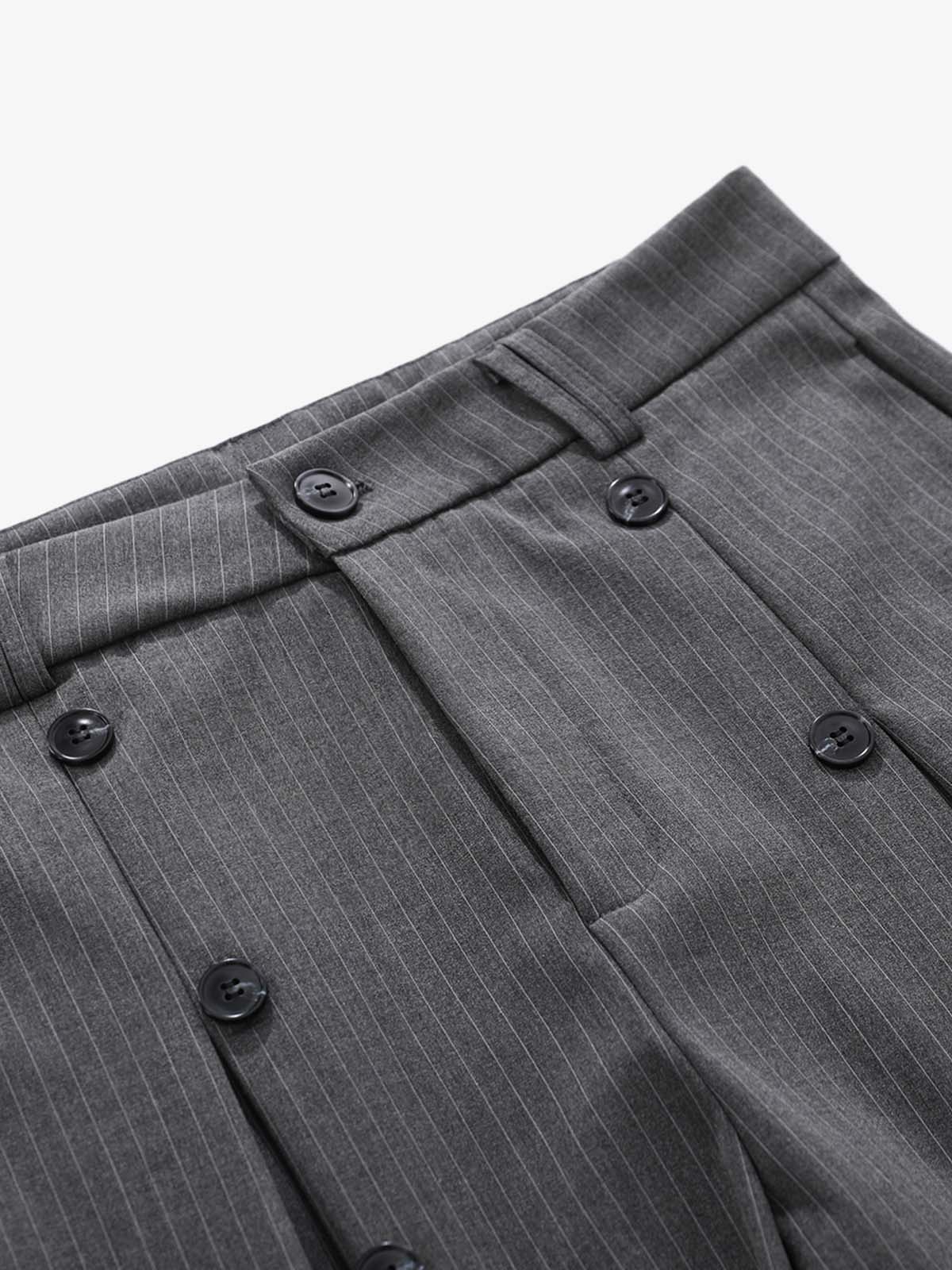 Pinstripe Double-Breasted Pleated Shorts 