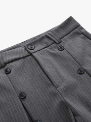 Pinstripe Double-Breasted Pleated Shorts 