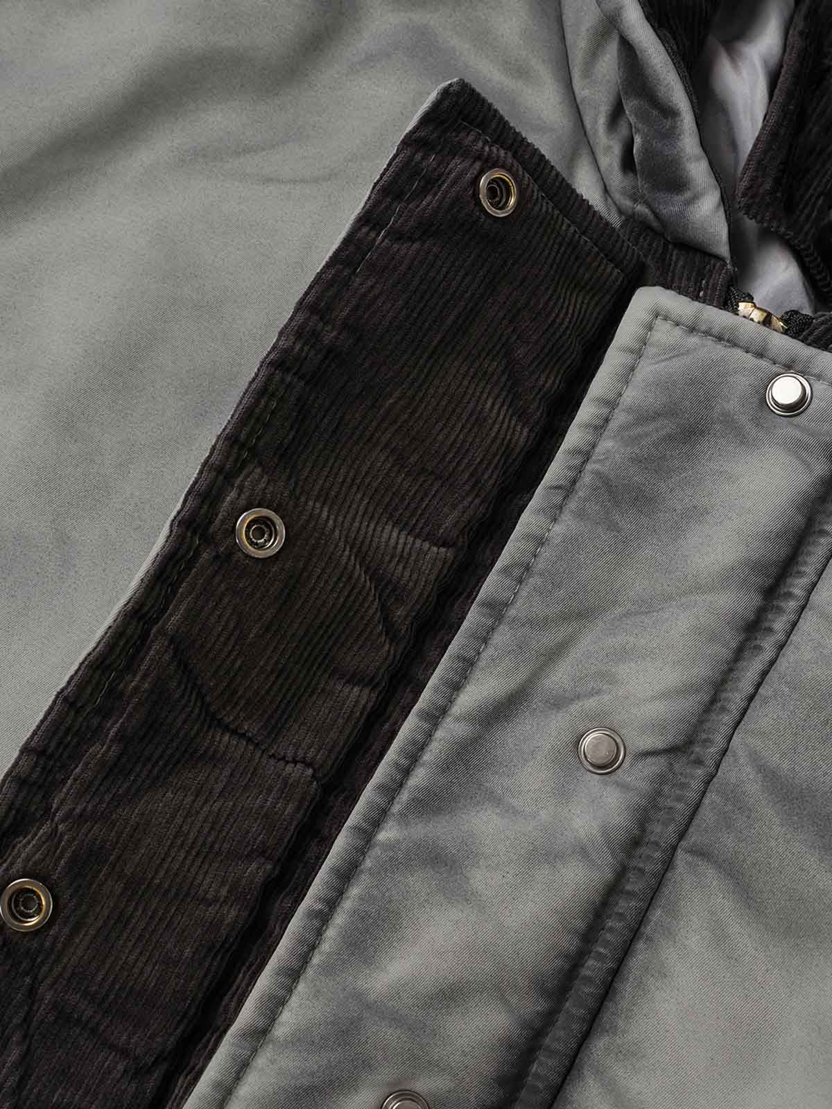 Mud-Dyed Distressed Batwing Hooded Cotton Coat