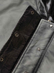 Mud-Dyed Distressed Batwing Hooded Cotton Coat