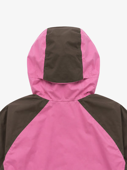 Color Block Embroidered Cropped Hooded Windbreaker