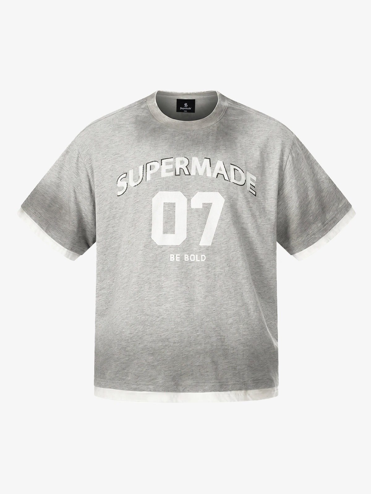 Heather Grey Oversized Cropped T-Shirt – Contrast Ribbed Cuffs & Hem