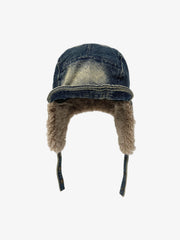 Street-style Retro Distressed Cowboy Aviator Cap