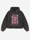 Hoodie mit Logo-Blitz-Grafik, gewaschen und im Used-Look