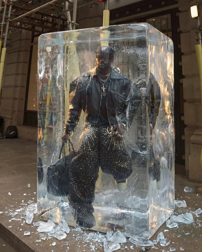 Retro Denim Full Rhinestone Design Baggy Jeans - 2545 