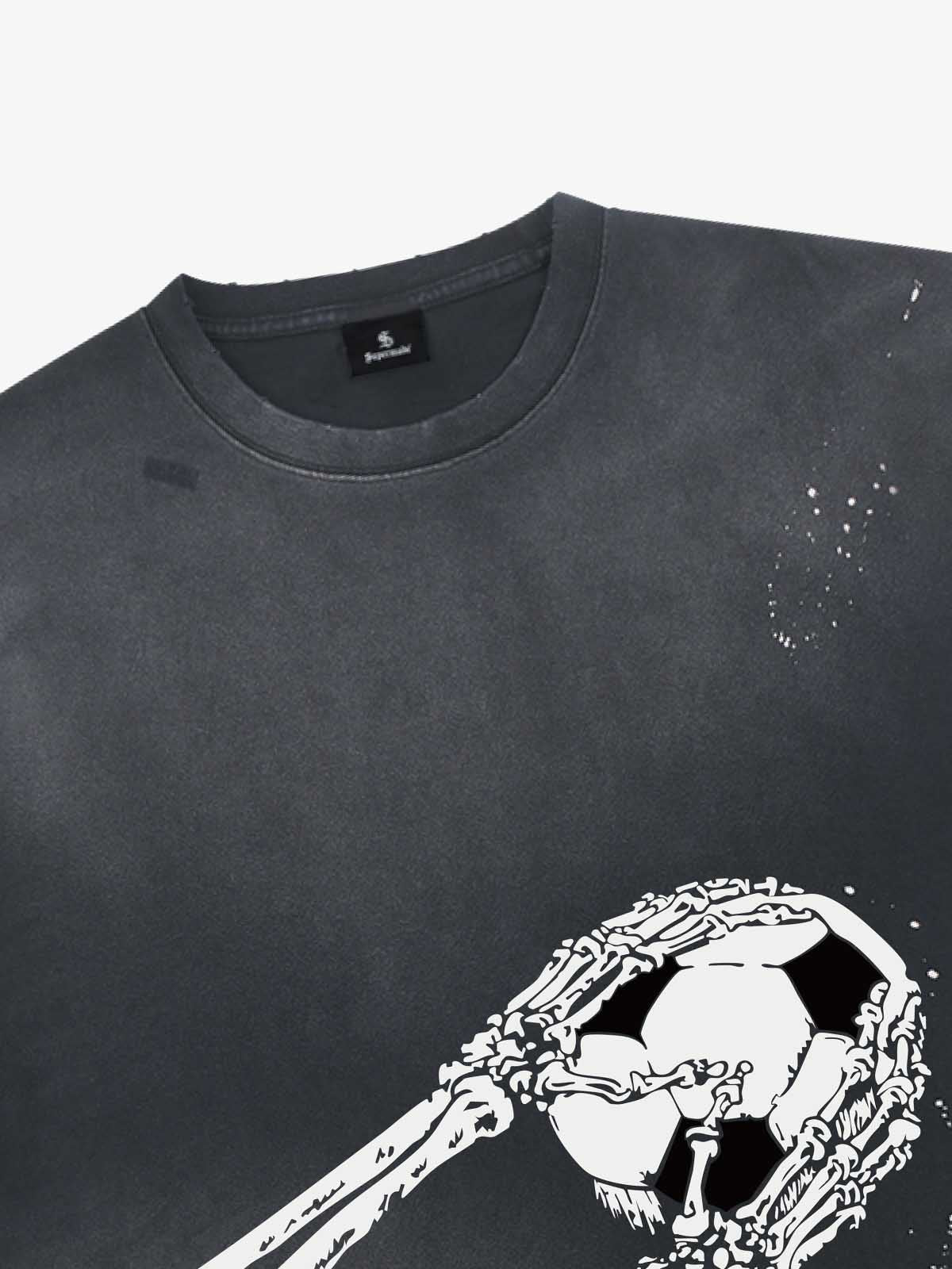 Skull Goalkeeper Splatter Graphic T-Shirt 