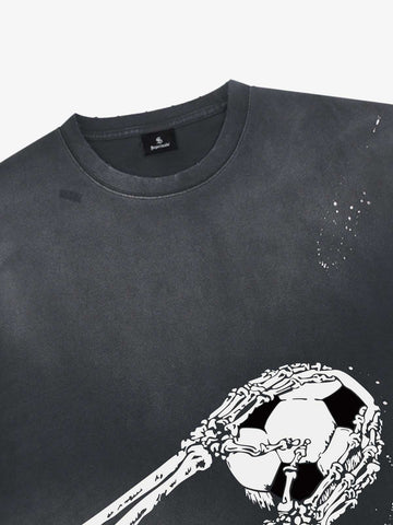 Skull Goalkeeper Splatter Graphic T-Shirt 