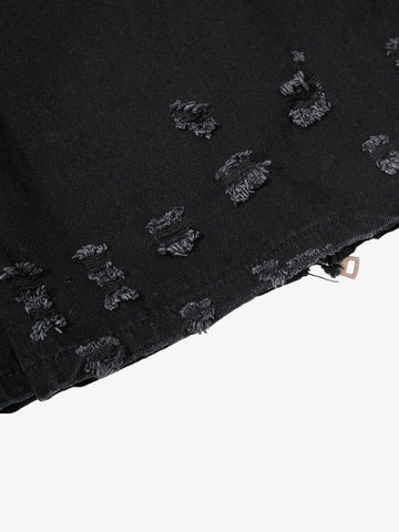 Deconstructed Zipper-Spliced Whiskered Raw-Hem Jeans