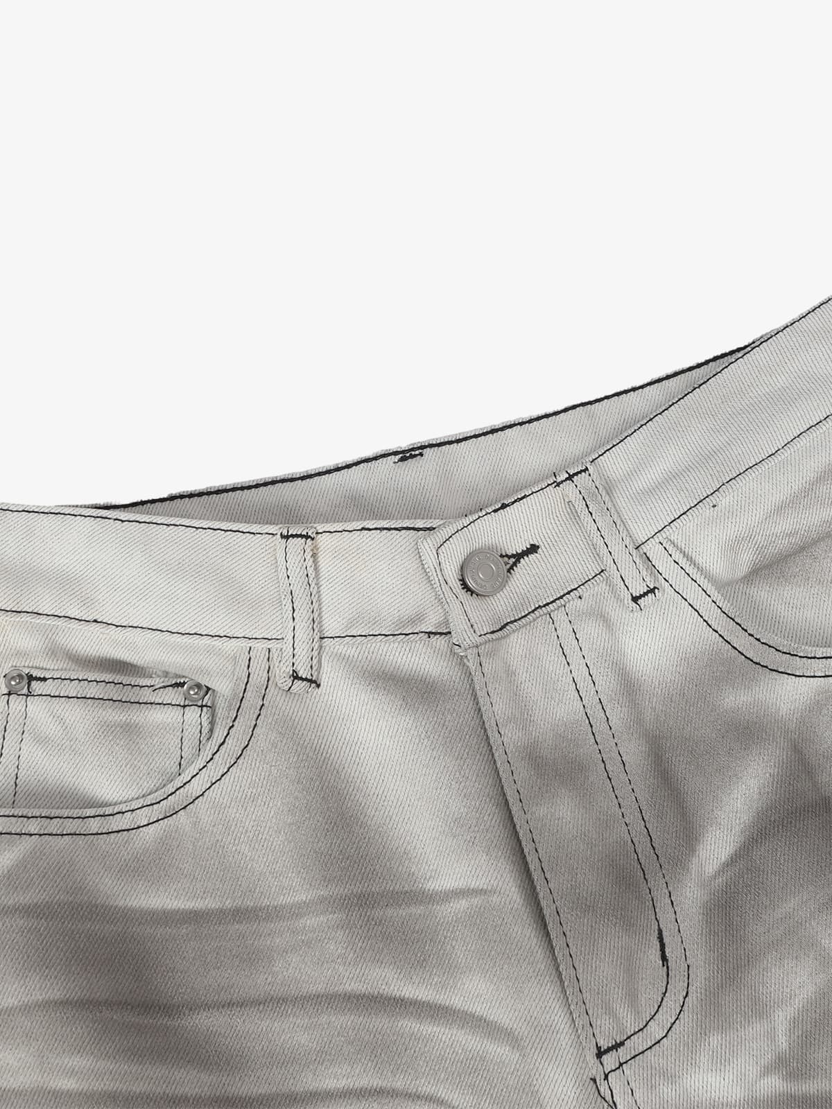 Retro Utility Dirty Wash Whisker Detail Flare Jeans 