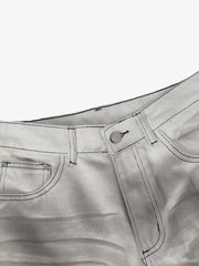Retro Utility Dirty Wash Whisker Detail Flare Jeans 