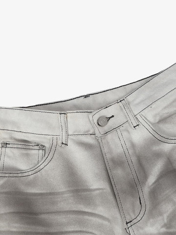 Retro Utility Dirty Wash Whisker Detail Flare Jeans 