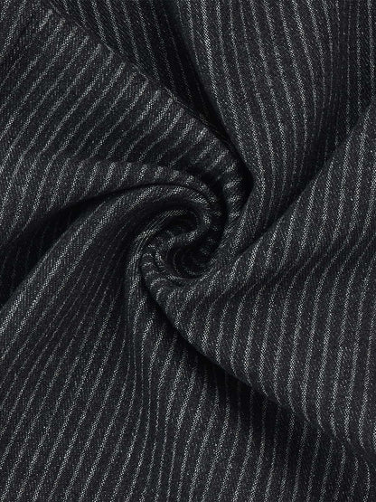 Vintage Pinstripe Pleated Wide-Leg Barrel Pants 