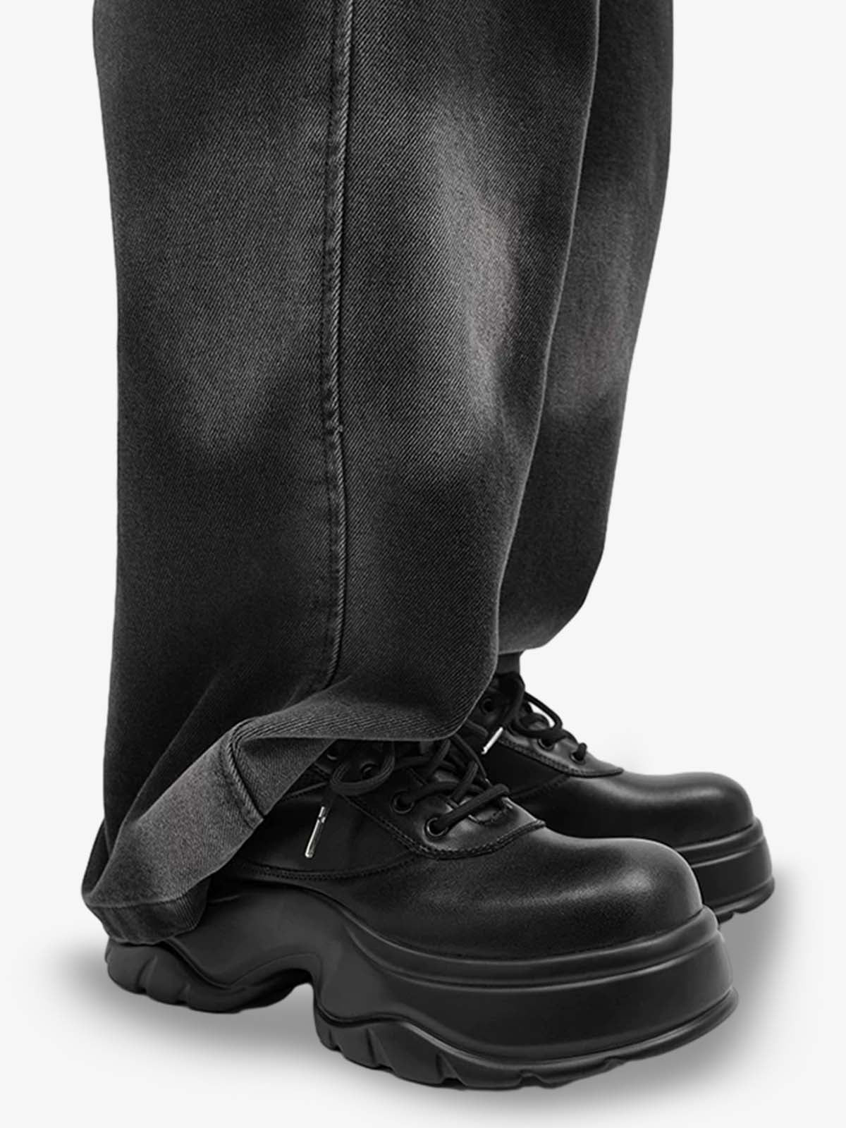 Deconstructed Faux Leather Platform Shoes