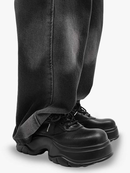 Deconstructed Faux Leather Platform Shoes