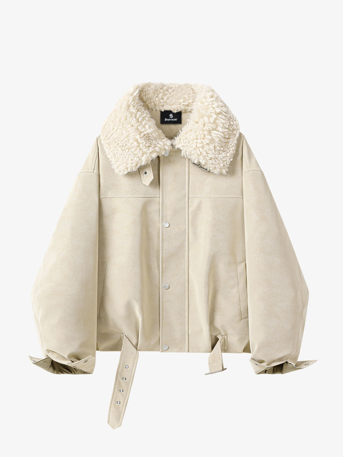 Faux Shearling PU Leather Padded Jacket