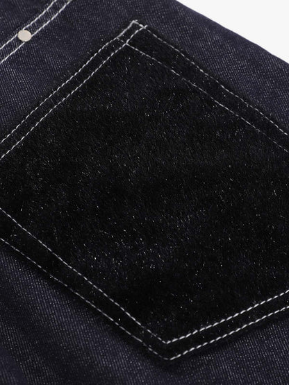 Vintage Contrast Stitch Wide Leg Denim Jorts 