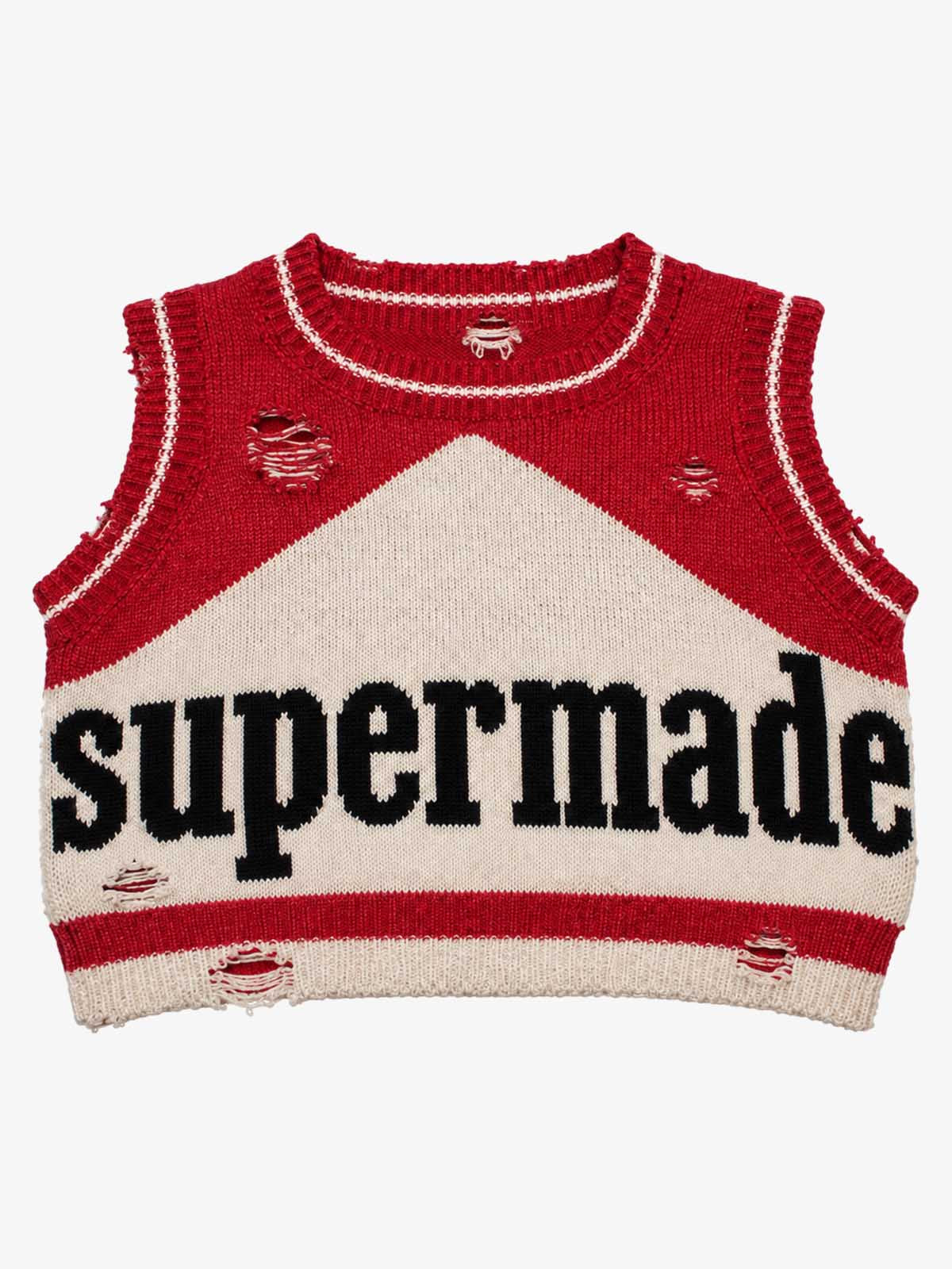 Distressed Logo Graphic Cropped Sweater Vest