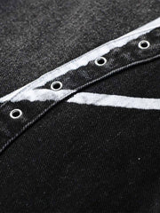 Hand-Painted Graphic Distressed Wide-Leg Jeans