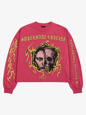 Racing Skull Girl Graphic Boxy Long Sleeve Tee