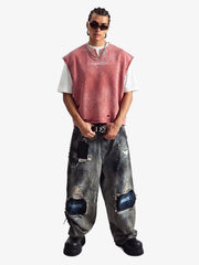 Vintage Washed Distressed Angel Graphic Sleeveless T-Shirt