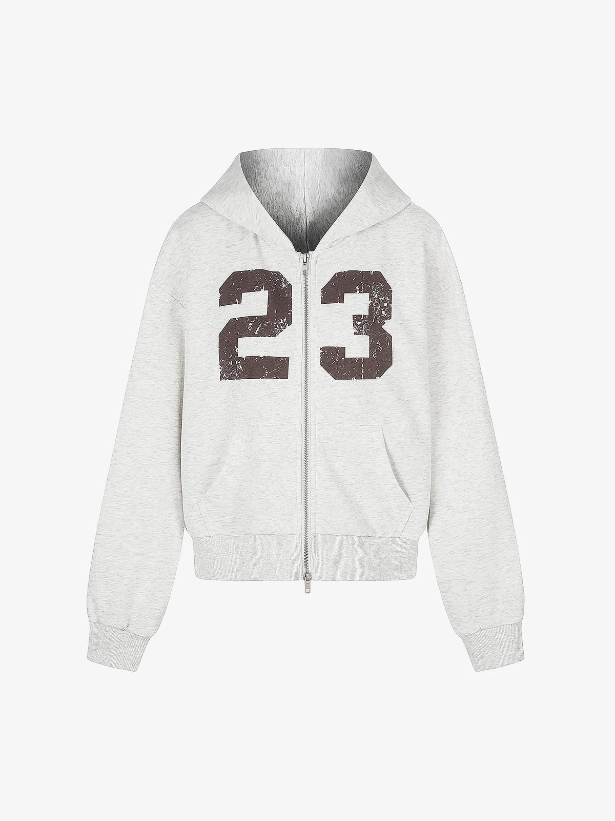 Thesupermade Distressed Number Print Regular Fit Pullover Hoodie