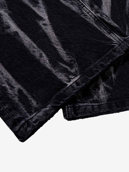 Washed Graphic Patch Baggy Jeans 