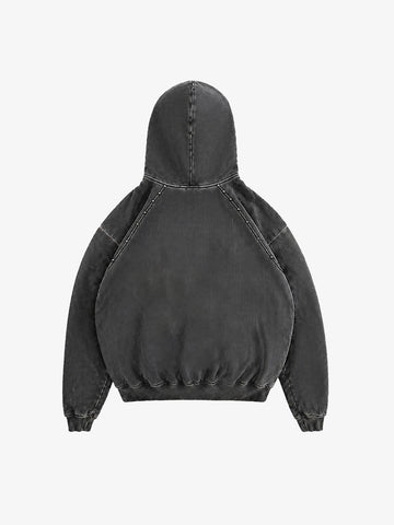 Washed Black Oversized Hoodie with Graphic Logo Print