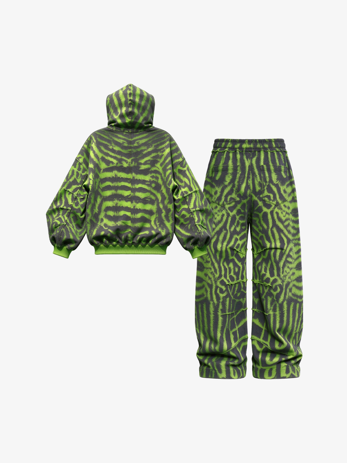 Neon Tiger Stripe Zip Hoodie & Sweatpants Set