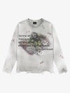 Rhinestone Graphic Dyed Long Sleeve Tee