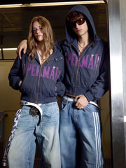 Graphic Cropped Hooded Jacket