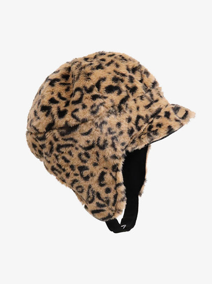 Retro Leopard Plush Earmuff Winter Hat 