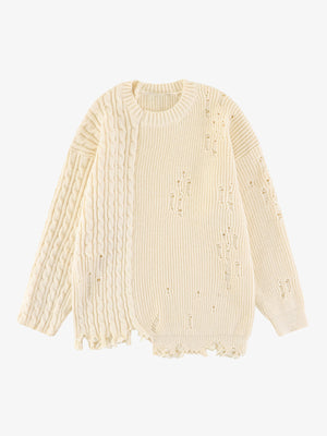 Cable Knit Crochet Hole Sweater 