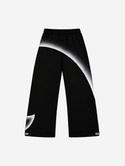 Curved Stripe Zip Hoodie & Wide-Leg Sweatpants Set